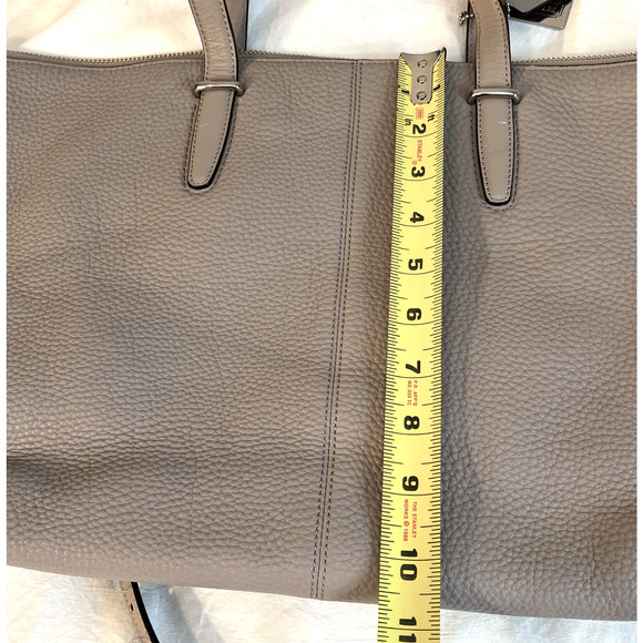 Coach Bleeker Purse Gray Pebble Leather Large Zip Clos Handle Strap Tote Bag - Picture 12 of 14